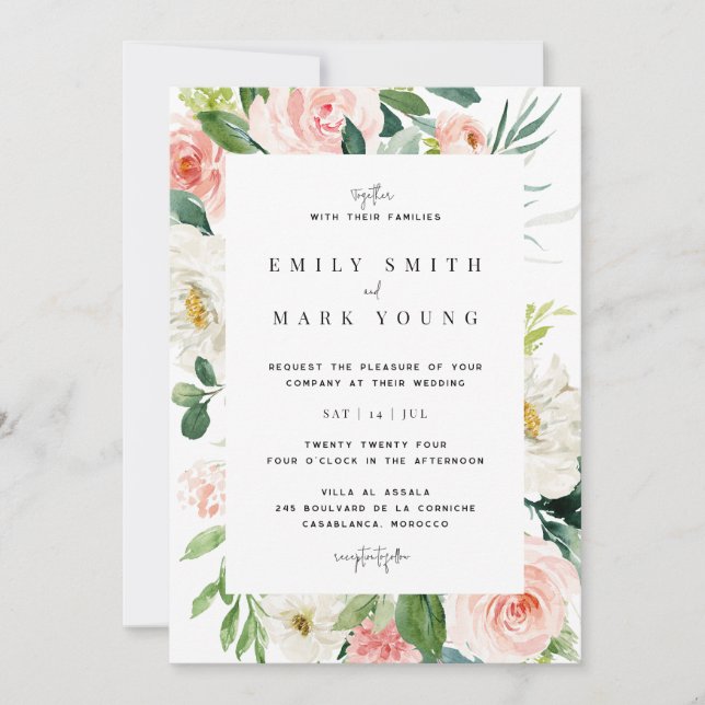 Invitación a la boda de Rubor Florals (Anverso)