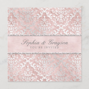 Invitación a la boda de Rubor Glimmer Damask