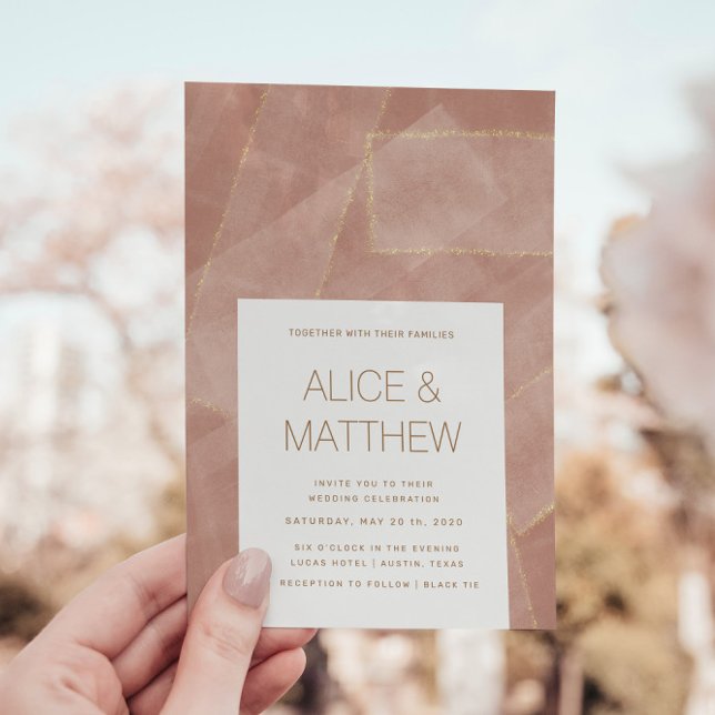 Invitación a la boda de Rubor Gold Abstract (Subido por el creador)