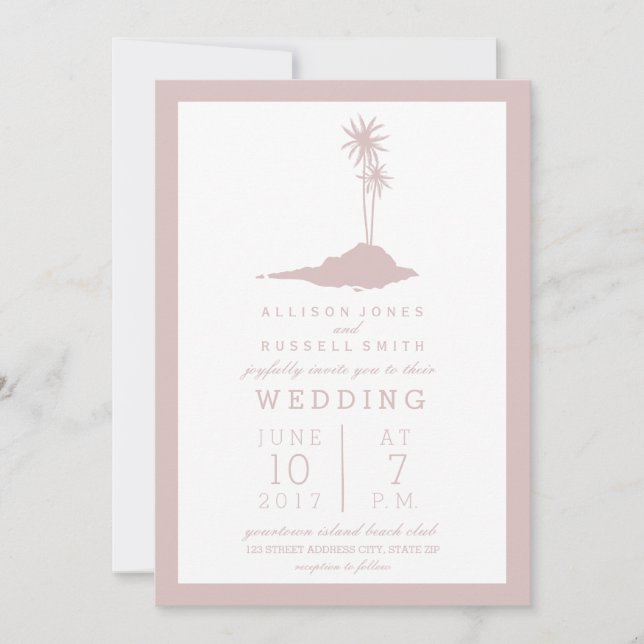 Invitación a la boda de Rubor Island Beach (Anverso)