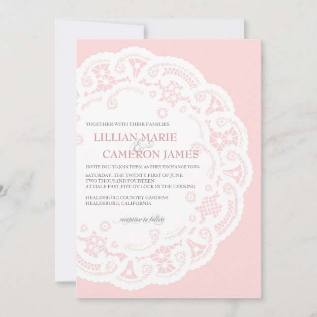 Invitación a la boda de Rubor Lace Doily (Anverso)