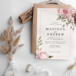 Invitación a la boda de Rubor Peony Garden