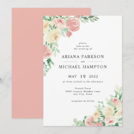 Invitación a la boda de Rubor Pink Floral 4196