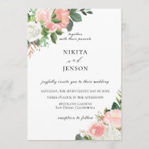 Invitación a la boda de Rubor Pink Floral Garden