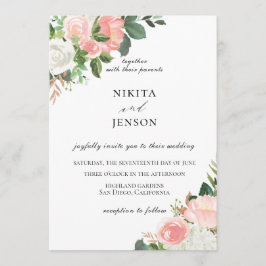 Invitación a la boda de Rubor Pink Floral Garden