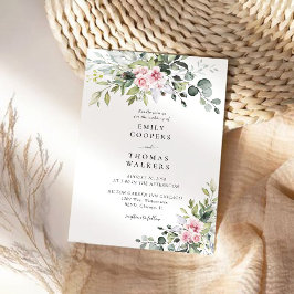 Invitación a la boda de Rubor Pink Greenery