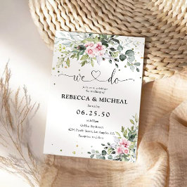 Invitación a la boda de Rubor Pink Greenery