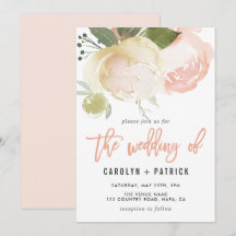 Invitación a la boda de Rubor Pink Ivory Peony