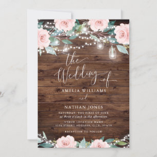 Invitación a la boda de Rubor Rustic Leaf String