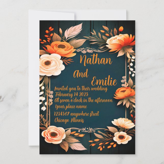 Invitación a la boda de Rustic Floral (Anverso)