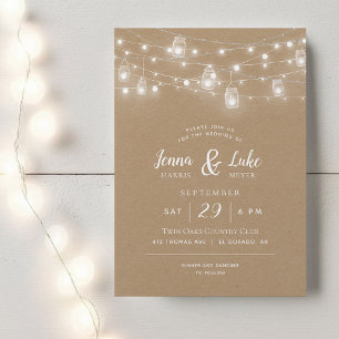 Invitación a la boda de Rustic String Lights