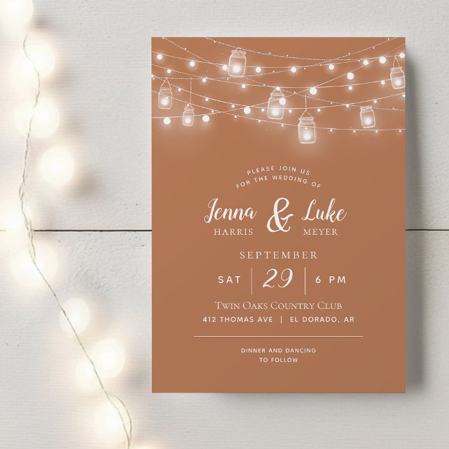 Invitación a la boda de Rustic String Lights (Subido por el creador)