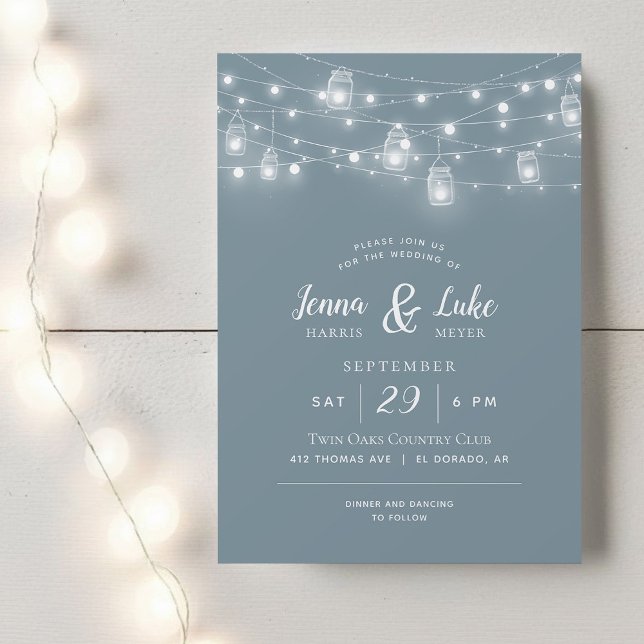 Invitación a la boda de Rustic String Lights (Subido por el creador)