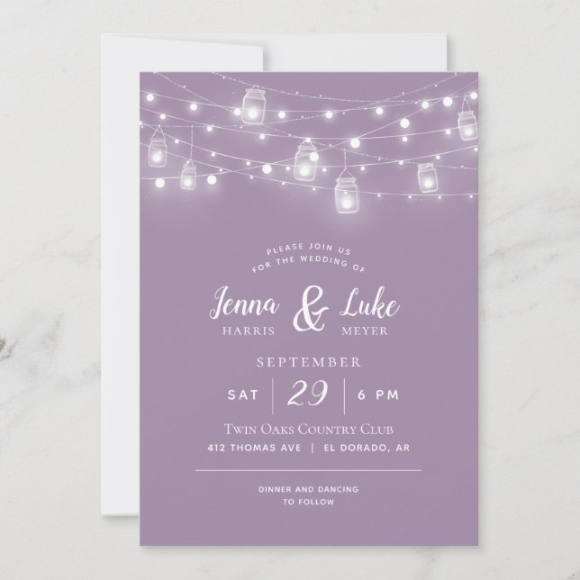 Invitación a la boda de Rustic String Lights (Anverso)