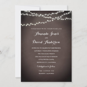 Invitación a la boda de Rustic String Lights