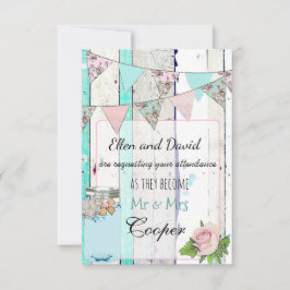 Invitación a la boda de Rustic Wood Mason Jar Shab