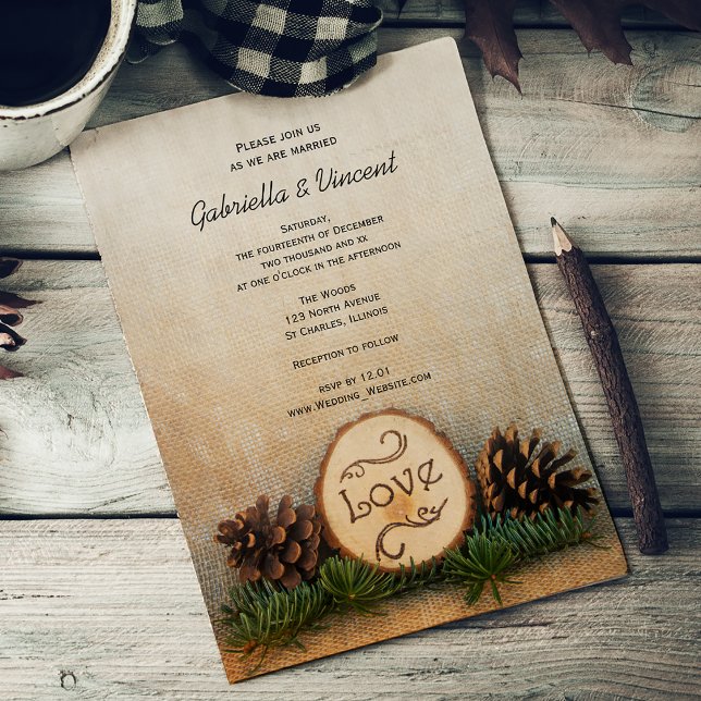 Invitación a la boda de Rústica Pines Woodland (Subido por el creador)