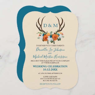 Invitación a la boda de Rústico Floral Antlers BOH