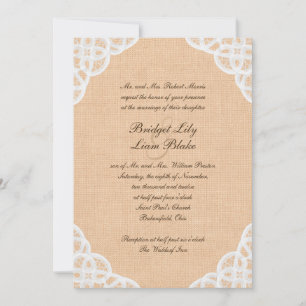Invitación a la boda de Rústico Lace & Burlap