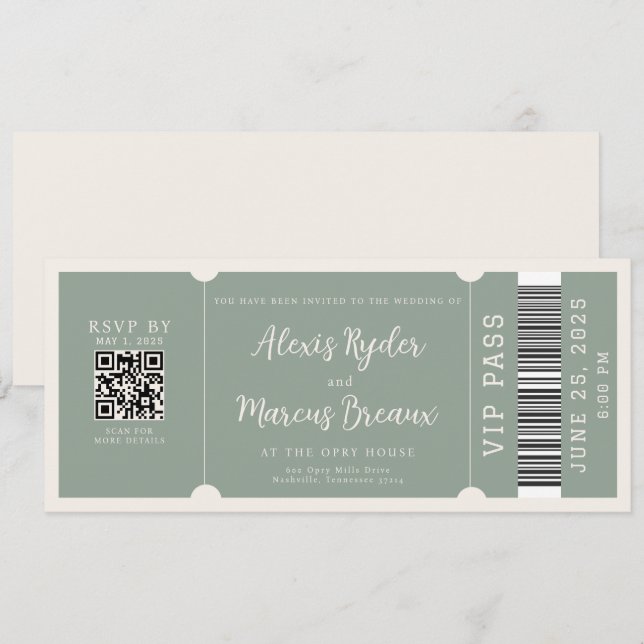 Invitación a la boda de sabios de moda para entrad (Anverso / Reverso)