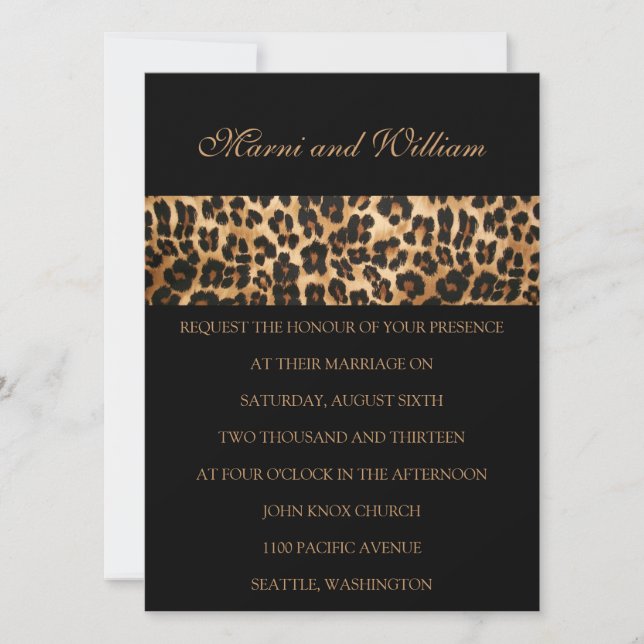 Invitación a la boda de Safari Negro (Anverso)