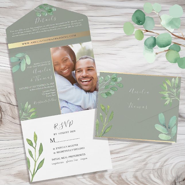 Invitación a la boda de Sage Green Eucalyptus (Subido por el creador)