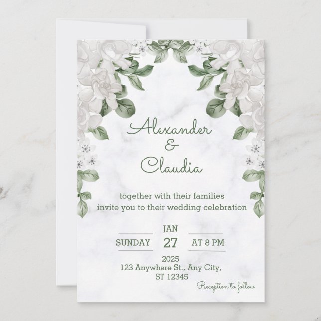 Invitación a la boda de Sage Green Eucalyptus (Anverso)