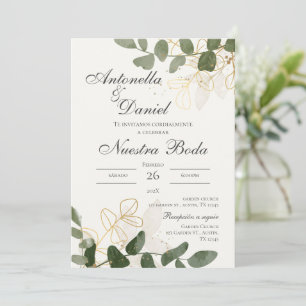 Invitación a la boda de Sage Green Floral en españ