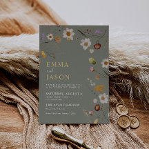 Invitación a la boda de Sage Green Wildflower Boho