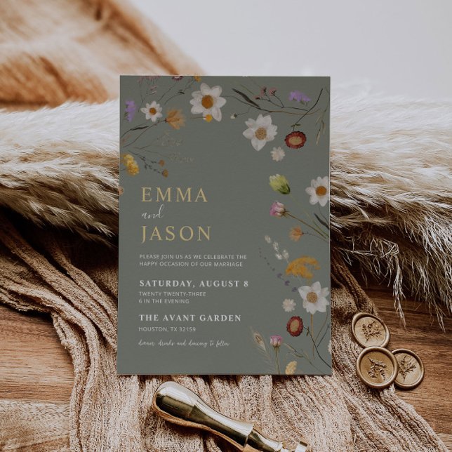 Invitación a la boda de Sage Green Wildflower Boho (Subido por el creador)