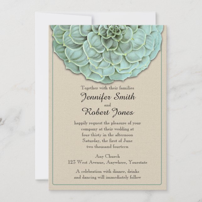 Invitación a la boda de Sage Succulent (Anverso)