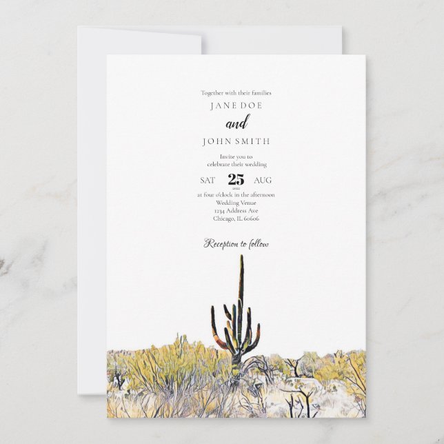 Invitación a la boda de Saguaro, desierto de Arizo (Anverso)