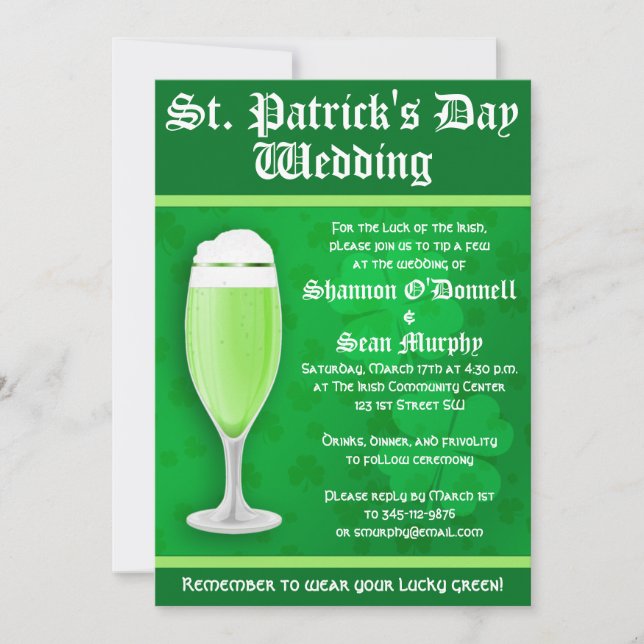Invitación a la boda de San Patricio (Anverso)