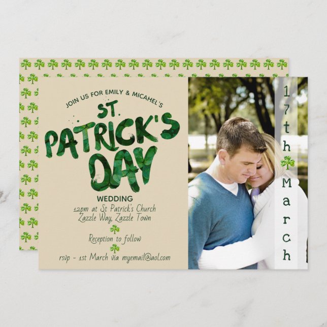 Invitación a la boda de San Patricio - AÑADIR FOTO (Anverso / Reverso)