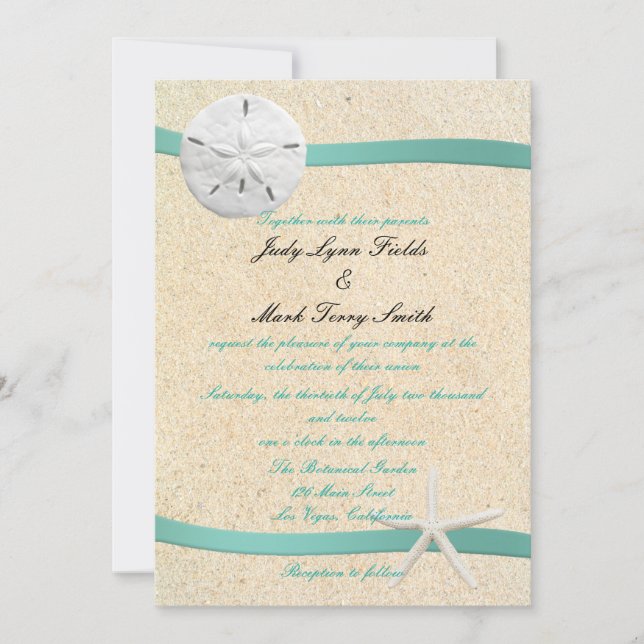 Invitación a la boda de Sand Dollar Beach (Anverso)