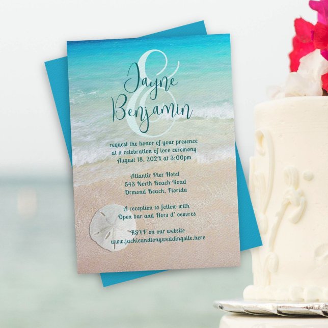 Invitación a la boda de Sand Dollar Beach Big Name (Subido por el creador)