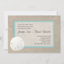 Invitación a la boda de Sand Dollar & Burlap Beach
