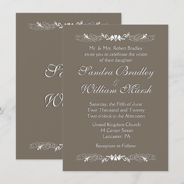 Invitación a la boda de Sandstone (Anverso / Reverso)