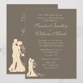 Invitación a la boda de Sandstone Brown y Cream
