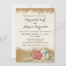 Invitación a la boda de Sandy Beach Hibiscus & She