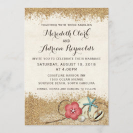 Invitación a la boda de Sandy Beach Hibiscus & She