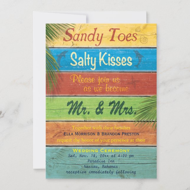 Invitación a la boda de Sandy Toes Salty Kisses (Anverso)
