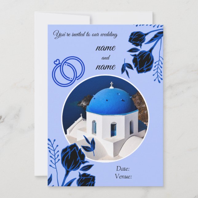 Invitación a la boda de Santorini (Anverso)