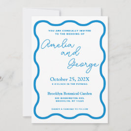 Invitación a la boda de Sapphire Wavy Retro