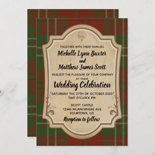 Invitación a la boda de Scott Tartan