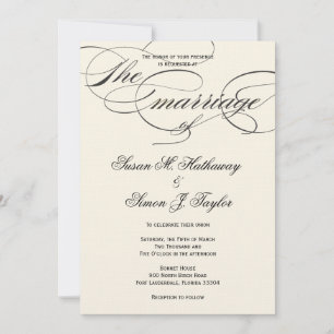 Invitación a la boda de script elegante - Blanco n