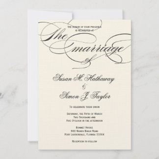 Invitación a la boda de script elegante - Blanco n