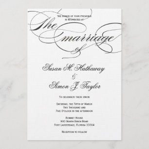 Invitación a la boda de script elegante - Negro