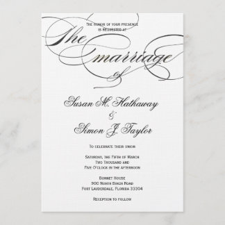 Invitación a la boda de script elegante - Negro