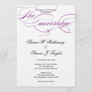 Invitación a la boda de script elegante - Púrpura